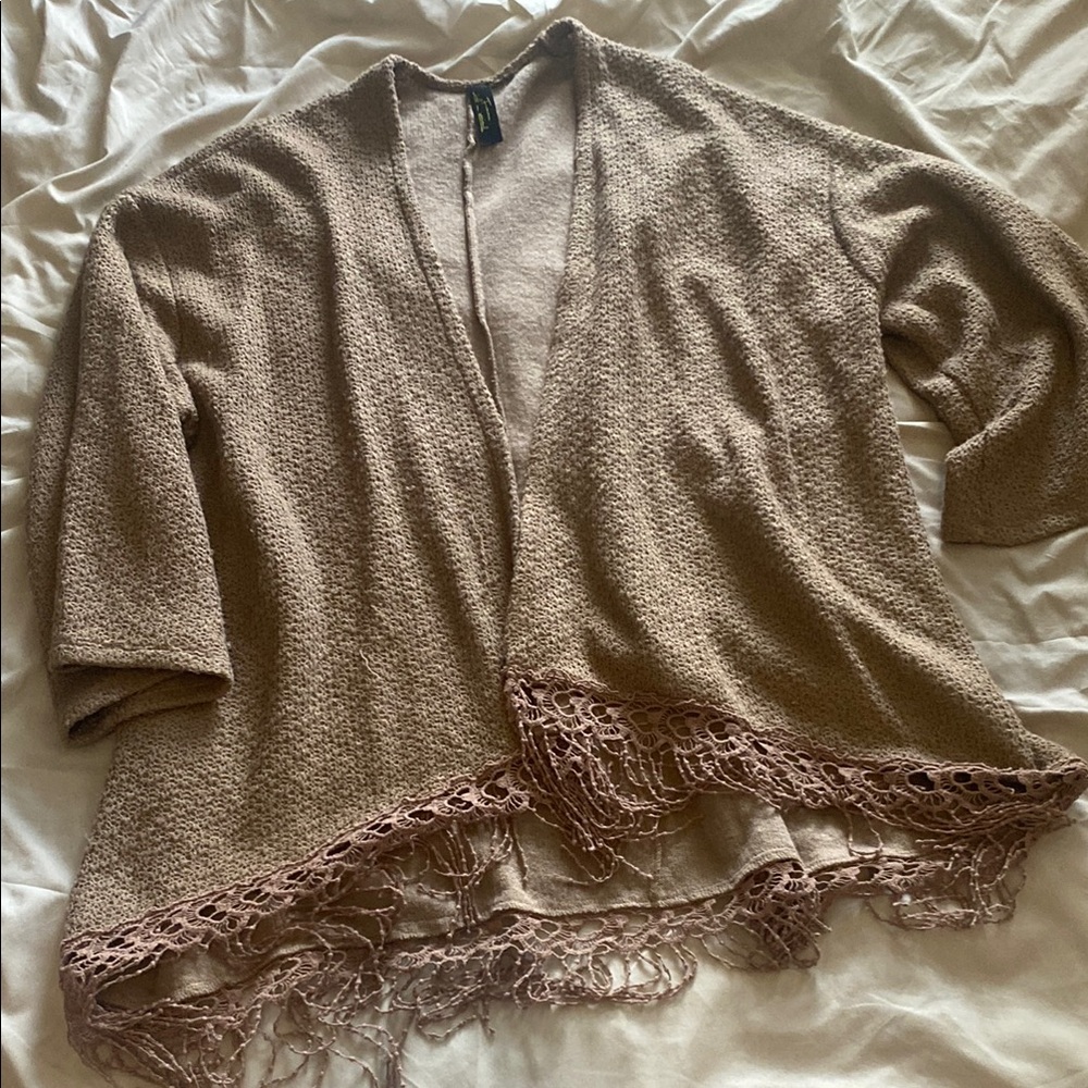 Women's Tan Cardigan with Fringe
